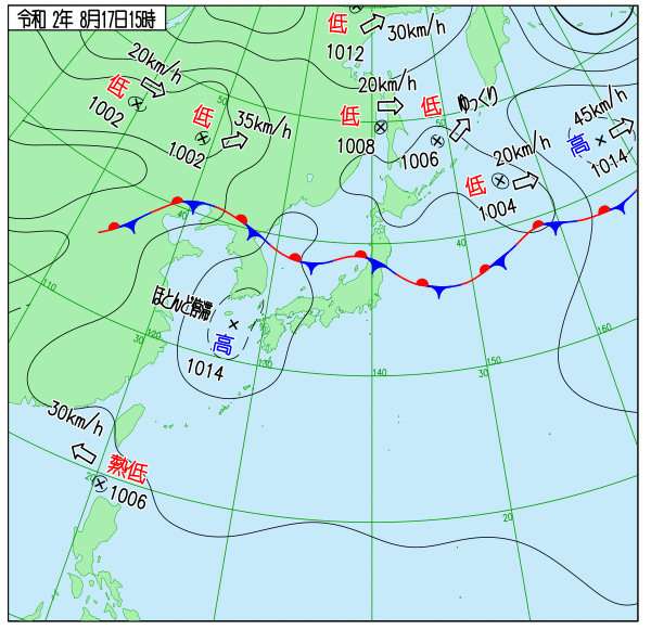 国内気温概況 年8月17日18時 日本時間 までの最高気温の平年差 気温のページ 気温データから地球大気を見る