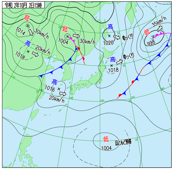 国内気温概況 年10月2日18時 日本時間 までの最高気温の平年差 気温のページ 気温データから地球大気を見る