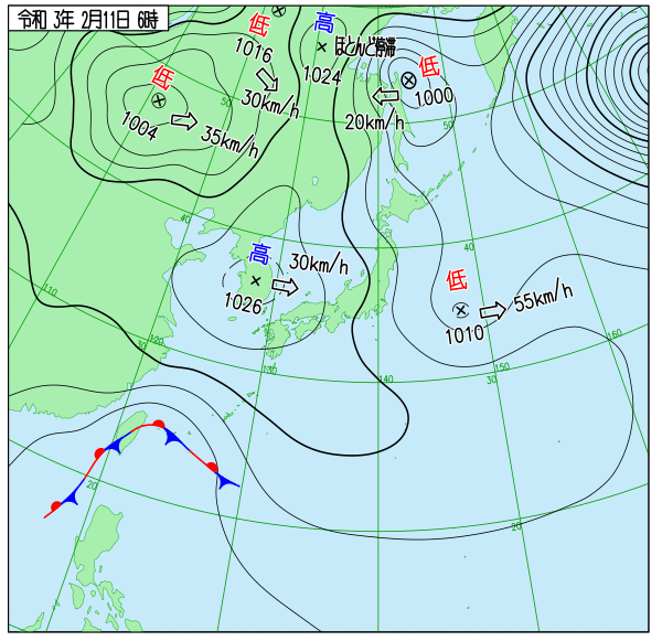 国内気温概況 21年2月11日8時 日本時間 までの最低気温の平年差 気温のページ 気温データから地球大気を見る